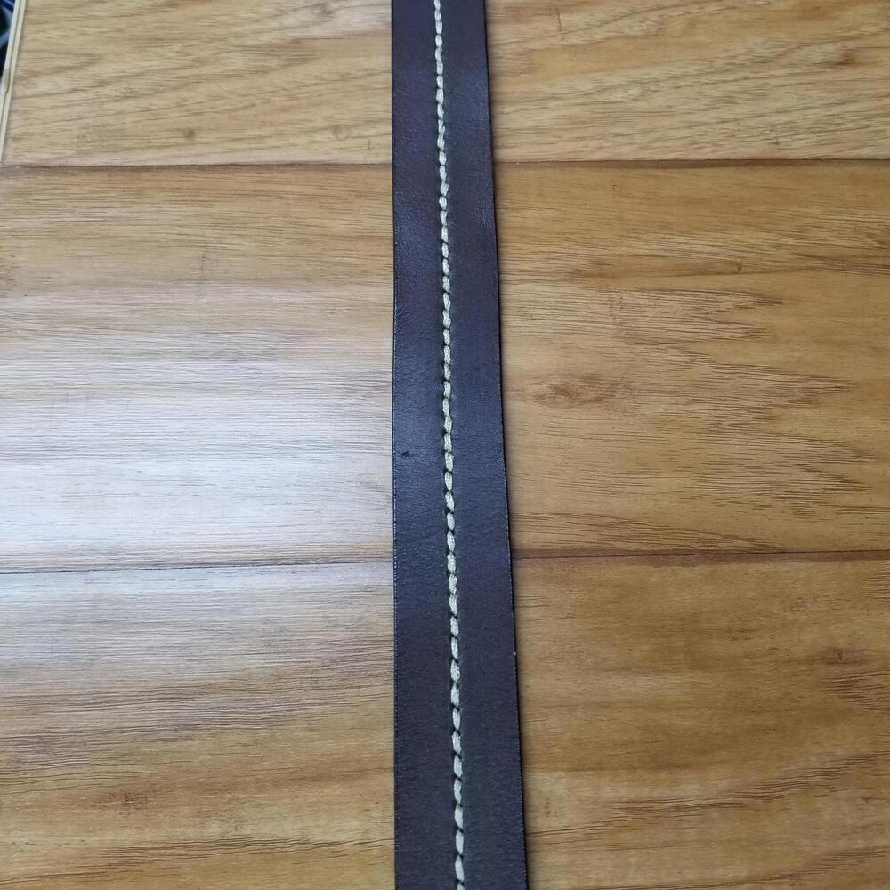 Men's Thick Stitched Genuine Leather Belt Brown 42 Fits 41"- 44" - Picture 3 of 11